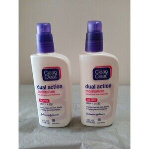 Clean & Clear Dual Action Moisturizer Oil-Free Old Formula (Lot of 2) 4fl Oz